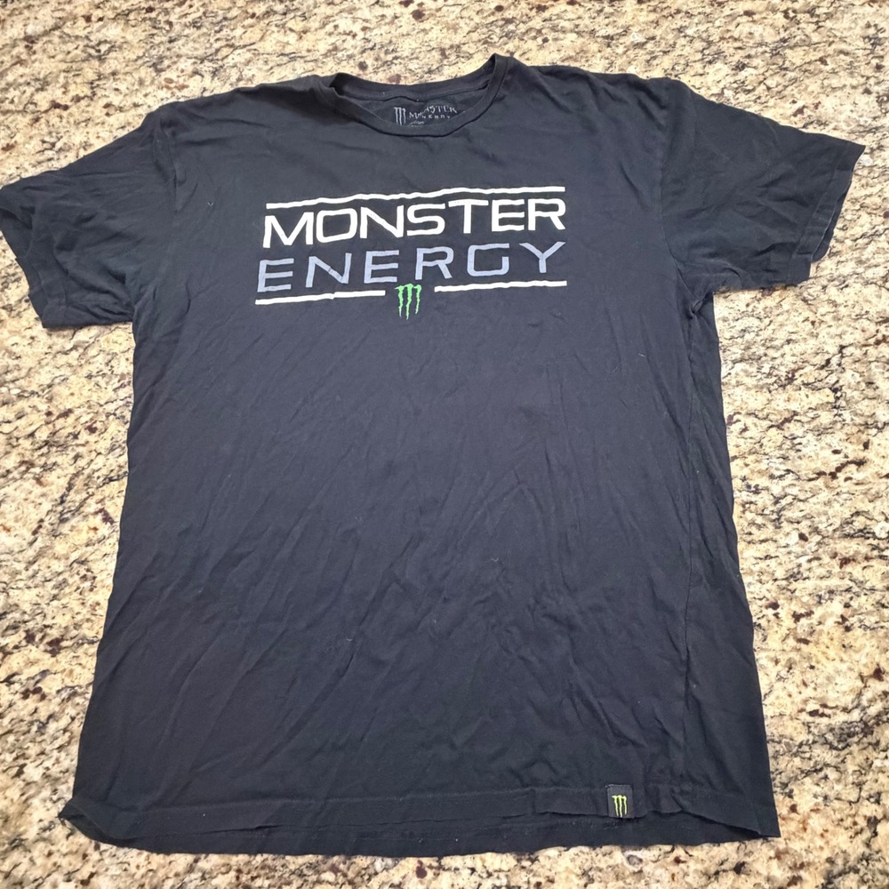 Monster Energy Shirt Mens XL Black Graphic T-Shirt Short Sleeve Cotton Logo Tee